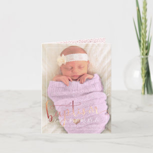 Carte PixDezines Baptism Rose Gold Script Police