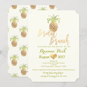 Carte PixDezines Bridal Brunch/Faux Gold/Pineapple