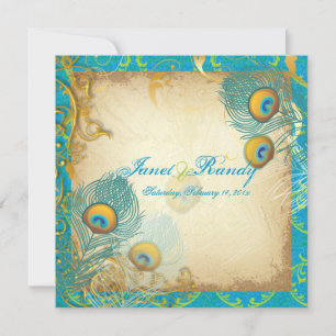 Carte PixDezines plumes paon/aqua/turquoise