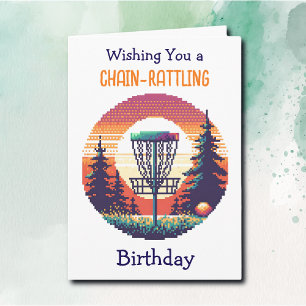Carte Pixel Art Disc Golf Anniversaire pour lui