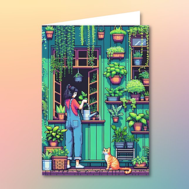 Carte Pixel Art Plante Anniversaire | Page Couleur (Créateur téléchargé)