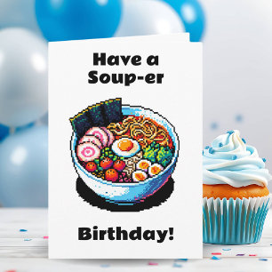 Carte Pixel Art Ramen nouilles Pun Amusant Anniversaire
