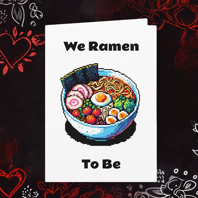 Carte Pixel Art Ramen nouilles Pun Drôle Saint Valentin (Créateur téléchargé)