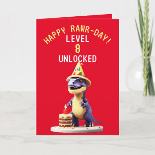 Carte Pixel Jeu Rouge et Jaune Trex Anniversaire