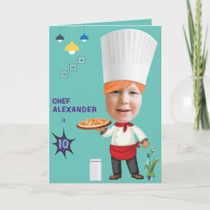 Carte Pizza Chef 🎂 tête dans Hole Cook Fun Anniversaire