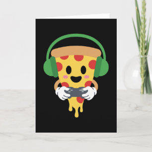 Carte Pizza de joueur drôle de garçon enthousiaste de je