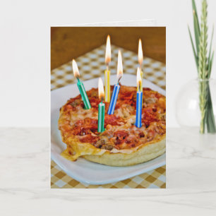 Carte Pizza et bougies d'anniversaire