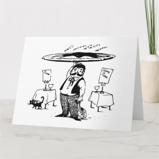 Carte Pizza Shop & cat BIRTHDAY Greeting CARD