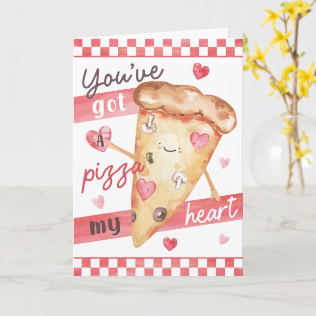 Carte Pizza Valentine’s Fun - You’ve Got a Pizza Heart (Fleur jaune)