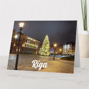Carte Place de la Cathédrale avec sapin de Noël à Riga