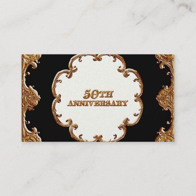 Carte Place - Golden French Swirl 50th Anniv (Devant)