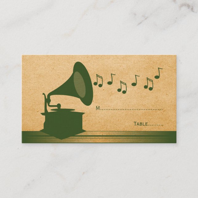 Carte Place Gramophone Vintage Vert (Devant)