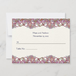 Carte Place Mariage damassé Lime Green et Raspberr