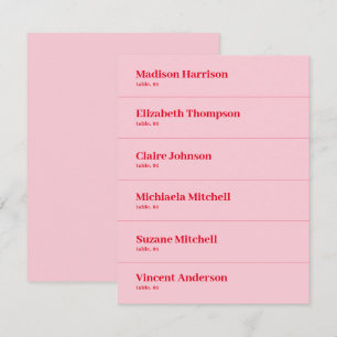 Carte Place Mariage rouge et rose rétro do-it-your