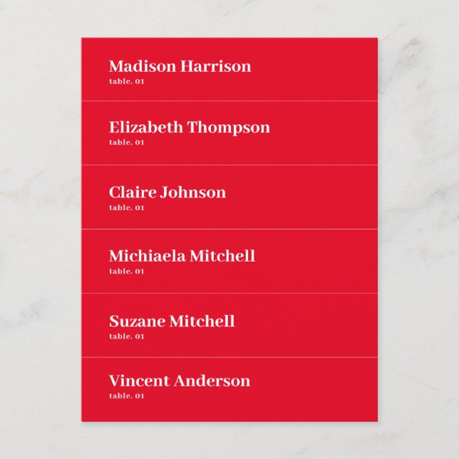 Carte Place Mariage rouge rétro do-it-yourself (Devant)