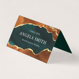 Carte Place Mariage turquoise, Burning Orange & Go