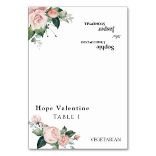 Carte Place pliable Blush Floral Blanc Mariage