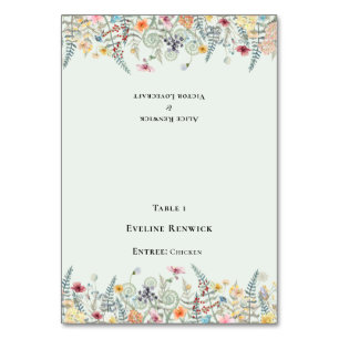 Carte Place pliable fleur sauvage Fern Mint Menu