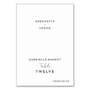 Carte Place pliable Mariage à script moderne blanc