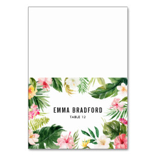 Carte Place Tropical Floral Aquarelle