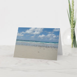 Carte Plage avec mouettes