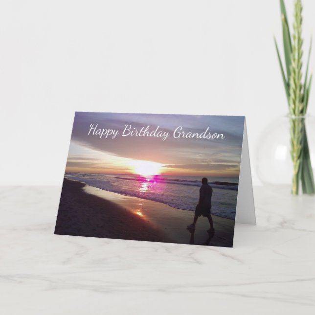 CARTE * PLAGE D'ANNIVERSAIRE DE GRANDSON* ET AIME POUR S (Devant)
