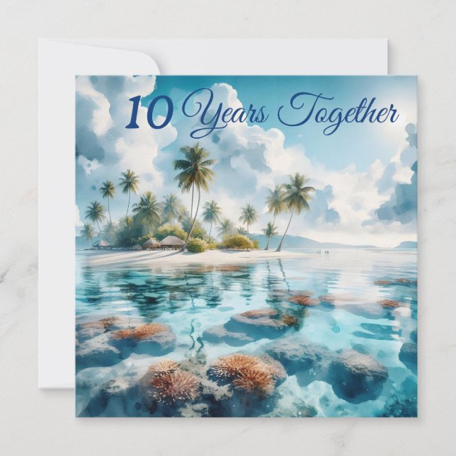 Carte Plage de destination moderne Maldives Blue White C (Devant)