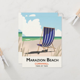 Carte Plage de Marazion Cornwall affiche de voyage de pl