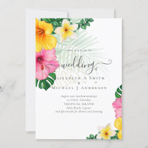 Carte Plage de Paradise Tropical Mariage Florales vibran