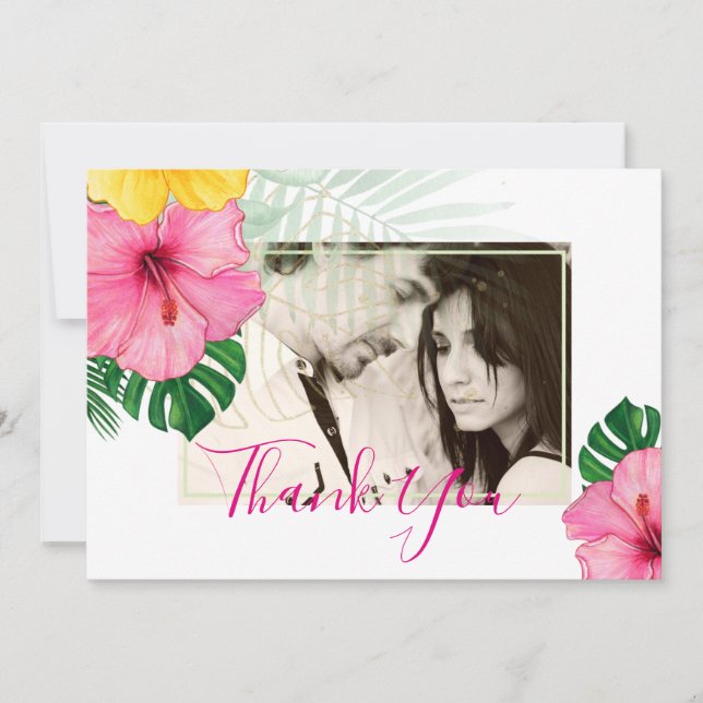 Carte Plage de Paradise Tropical Mariage Florales vibran (Devant)