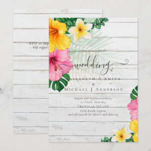 Carte Plage de Paradise Tropical Mariage Florales vibran