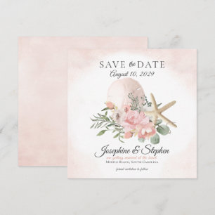 Carte Plage Floral Sable Dollar Starfish Enregistrer la 