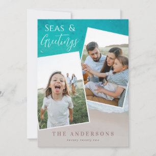 Carte Plage océanique multi photo moderne fêtes de noël