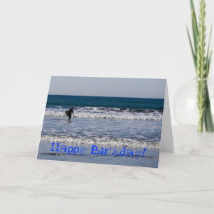Carte Plage surfant le joyeux anniversaire