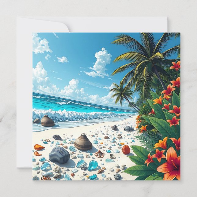 Carte Plage Tropicale Jolie | Non personnalisé (Devant)