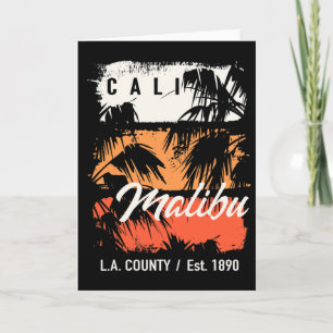 Carte Plage vintage de Malibu Californie Surf Cali Surfi