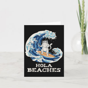 Carte Plages de chats drôle Japonais Hola Chat Surf