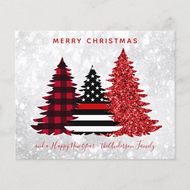 Carte Plaid de la ligne rouge de Noël du pompier b (Devant)
