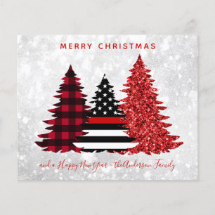 Carte Plaid de la ligne rouge de Noël du pompier b