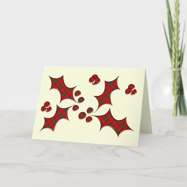 Carte Plaid Holly Christmas Shape Holiday (Devant)