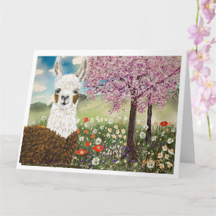 Carte Plaisirs Llama Springtime