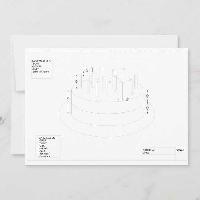 Carte Plan de gâteau d'anniversaire (Devant)