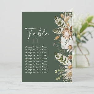 Carte Plan de salon de table de mariage tropical vert