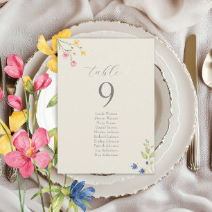 Carte Plan de table de mariage aux fleurs sauvages bohèm