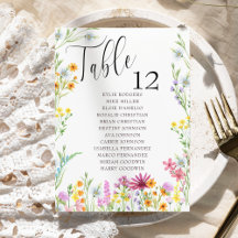 Plan de table de mariage aux fleurs sauvages pour