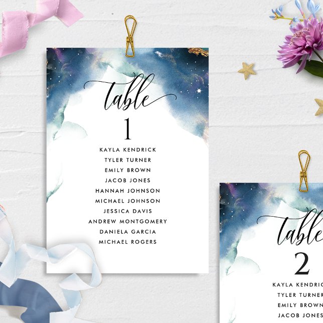 Carte Plan de table de mariage céleste avec nom de l'inv (Créateur téléchargé)