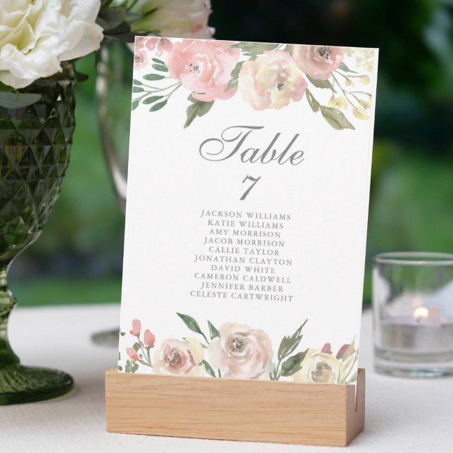 Carte Plan de table de mariage floral rose (Créateur téléchargé)