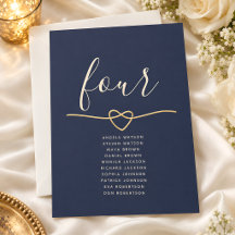 Plan de table de mariage minimal bleu marine