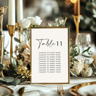 Carte Plan de table de mariage moderne élégant blanc