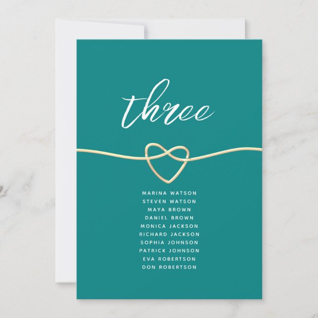 Carte Plan de table de mariage sarcelle (Devant)